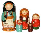 russische Matroschka mit Hahn - Babuschka Kopie Holz Figuren