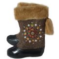 Women's Felt Boots Valenki Brown Size 38